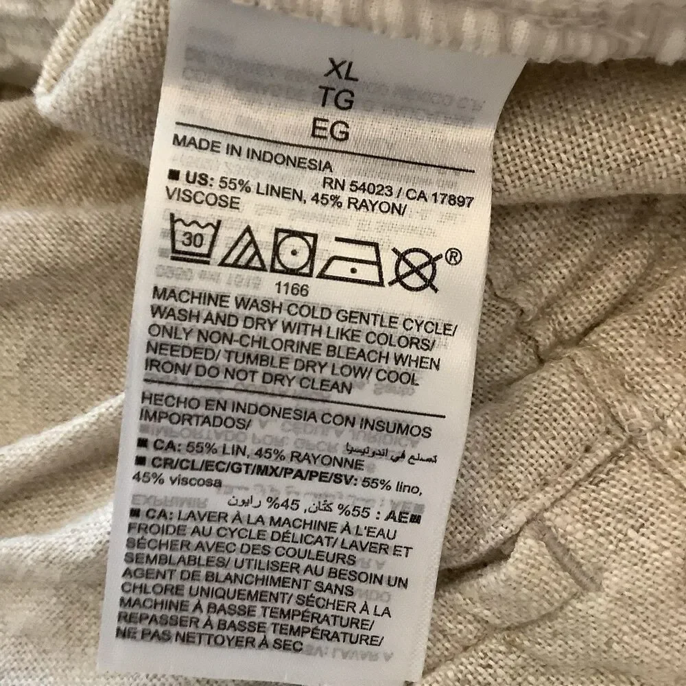 Old Navy Linen Blend Elastic High Rise Shorts Cream Tan Women XL 38X3.5 Coastal